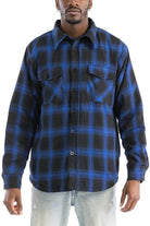 WEIV blue black plaid shirt men with two front pockets and a relaxed fit for casual wear