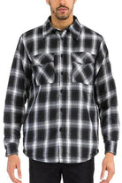 WEIV blue black plaid shirt men with a classic fit and two front pockets for a stylish look