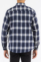 Men's blue black plaid shirt men with a cozy flannel design and buttoned cuffs