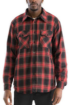 WEIV Men's Flannel Shirt in Blue Black Plaid Shirt Men Style with Button-Up Front and Two Chest Pockets