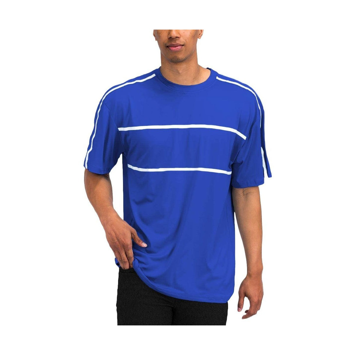 Blue Jordan Solid Tape Tshirt - VacationGrabs