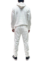 Men's 2PC Track Set in White featuring comfortable blue pullover sweatpants outfit style