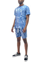 Blue Swirl Tye Dye Tshirt Short Set - VacationGrabs
