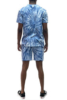 Blue Swirl Tye Dye Tshirt Short Set - VacationGrabs