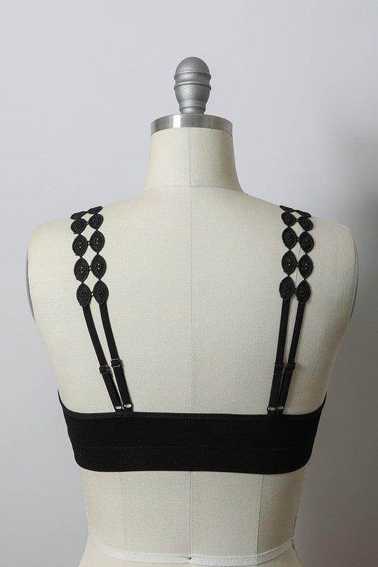 Boho Eye Lace Applique Bralette - VacationGrabs