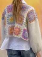 Colorful Women's Sweater with Crochet Patterns in Boho Vacation Style Clothing