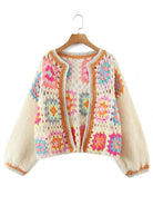 Colorful Women's Sweater from VacationGrabs in boho vacation style clothing with vibrant floral patterns