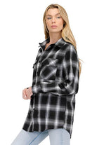 Boyfriend Fit Checker Plaid Flannel Long Sleeve - VacationGrabs