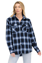 Boyfriend Fit Checker Plaid Flannel Long Sleeve - VacationGrabs