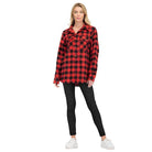 Boyfriend Fit Shirts Checker Plaid Flannel Long Sleeve - VacationGrabs