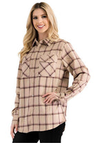 Boyfriend Fit Checker Plaid Flannel Long Sleeve Shirt - VacationGrabs