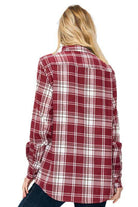 Boyfriend Fit Checker Plaid Flannel Long Sleeve Shirt - VacationGrabs