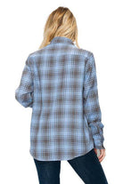 Boyfriend Fit Checker Plaid Flannel Long Sleeve Shirt - VacationGrabs
