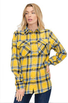 Boyfriend Fit Checker Plaid Flannel Long Sleeve Shirt - VacationGrabs