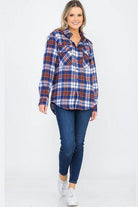 Boyfriend Fit Checker Plaid Flannel Shirts Long Sleeve - VacationGrabs