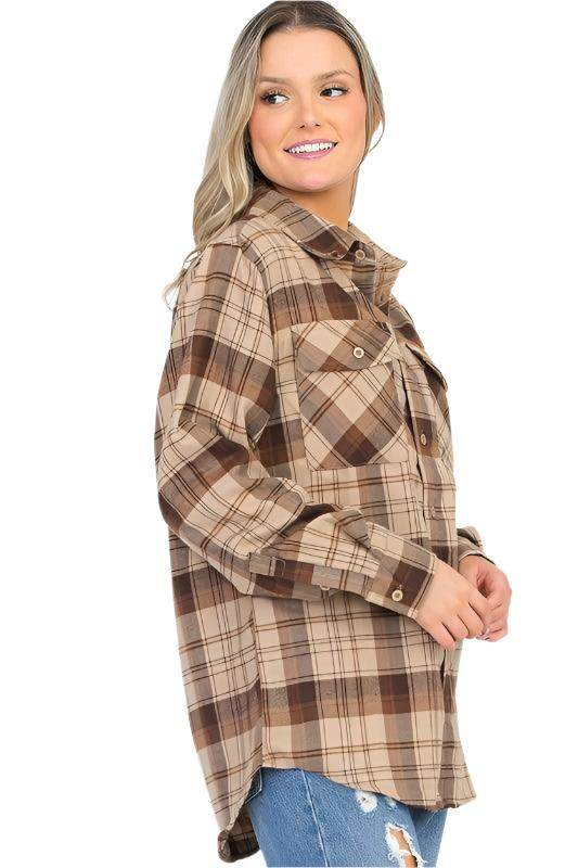 Boyfriend Oversize Checker Plaid Flannel - VacationGrabs