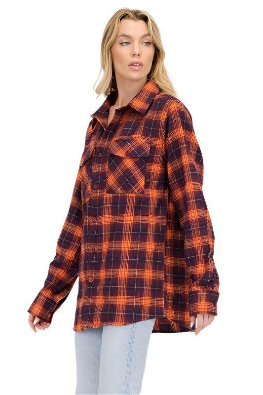Boyfriend Oversize Checker Plaid Flannel - VacationGrabs