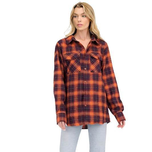 Boyfriend Oversize Plaid Flannel Long Sleeve - VacationGrabs