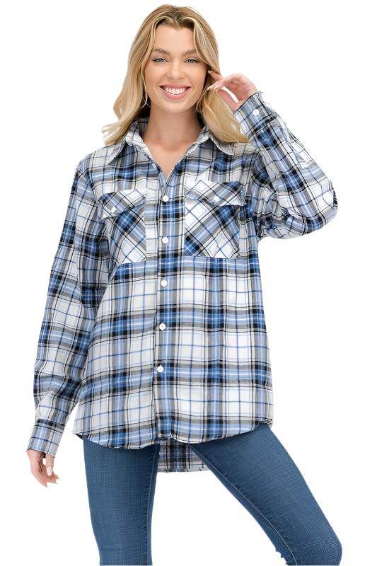 Boyfriend Oversize Plaid Flannel Long Sleeve - VacationGrabs