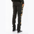 Men's lightweight athletic track suit for travel black pants with gold pattern side stripes