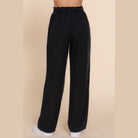 VacationGrabs black lightweight travel pants for women with elastic waistband and relaxed fit