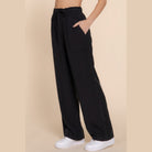 VacationGrabs black lightweight travel pants for women with elastic waistband and pockets