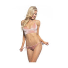 Beach Joy Bikini velvet halter bikini set in soft pink velvet with adjustable tie sides