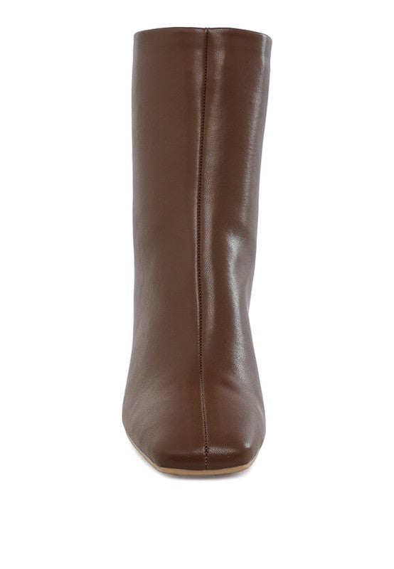 Brown vegan leather ankle boots from Rag Company with a sleek design and comfortable fit