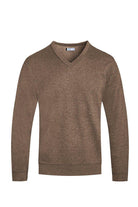 Brown Vneck Knit Pullover Sweater - VacationGrabs