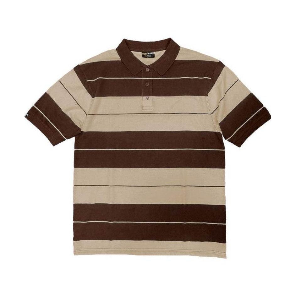 Brown/Khaki Old School Pique Polo Shirt - VacationGrabs