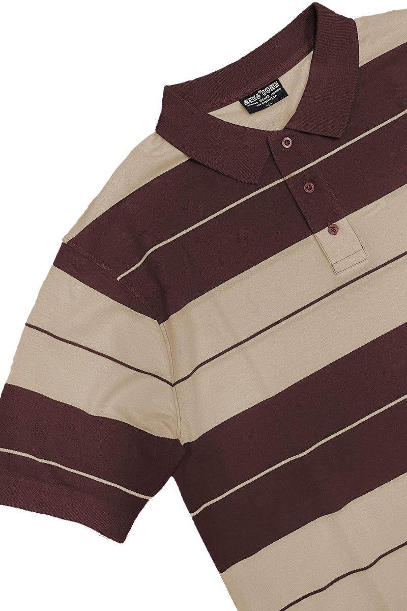 Brown/Khaki Old School Pique Polo Shirt - VacationGrabs