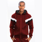 Men's Burgundy Black White Tracksuit with zip-up hoodie and stylish design from VacationGrabs