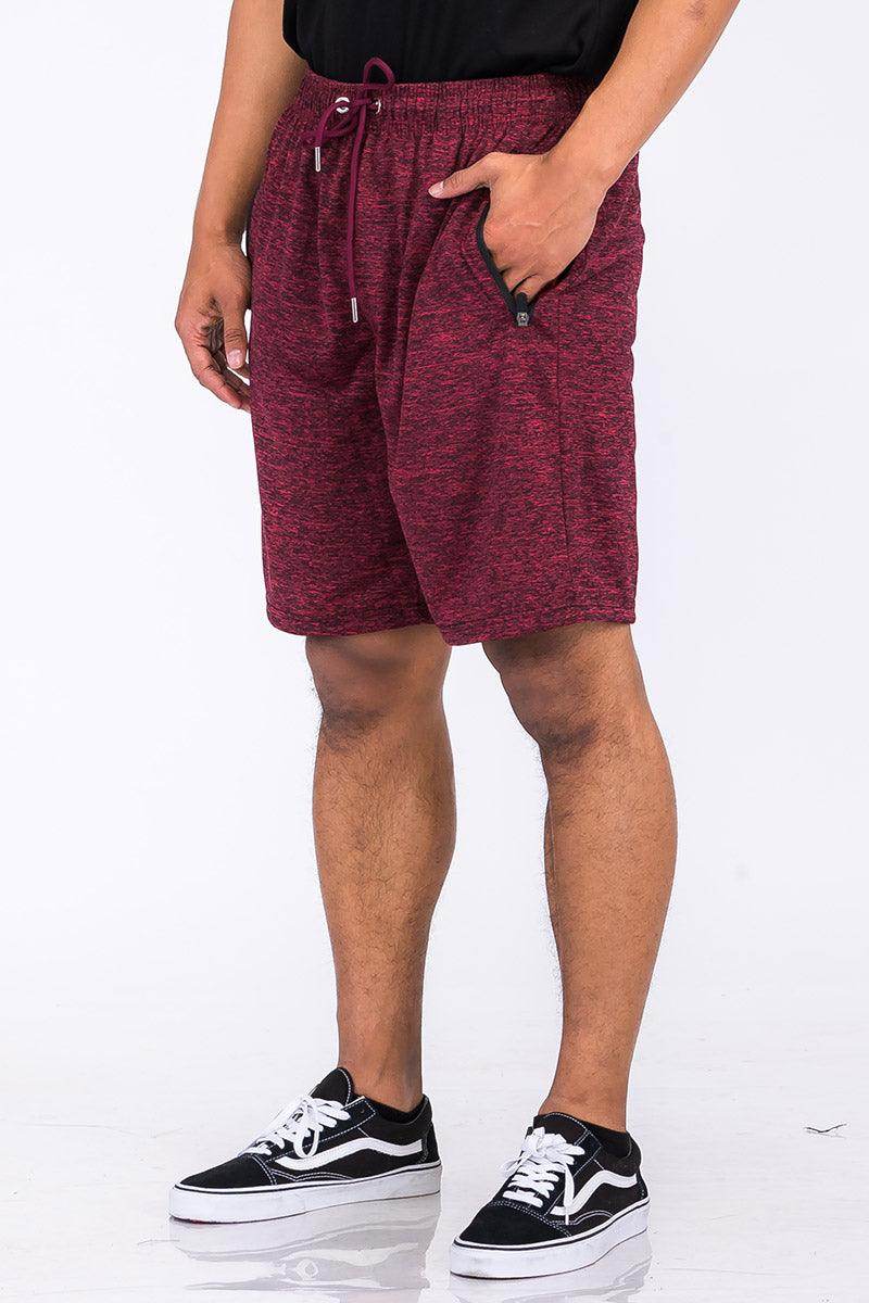 Burgundy Marbled Light Weight Active Shorts - VacationGrabs