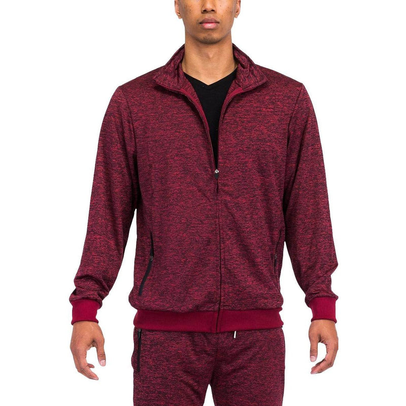 Burgundy Marbled Light Weight Active Track Jacket - VacationGrabs