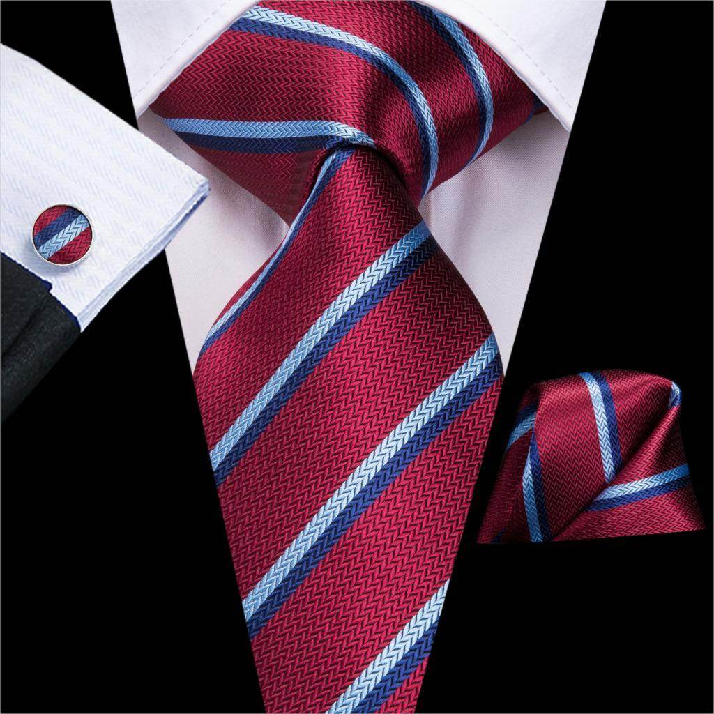 Burgundy Paisley Striped Silk Wedding Ties For Men Necktie - VacationGrabs