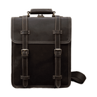 VacationGrabs business travel backpack combo in black leather with adjustable straps and front buckle closures