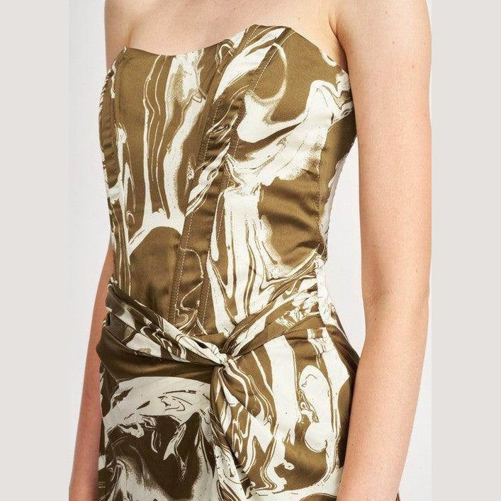 Emory Park bustier mini dress featuring a stylish abstract pattern and a fitted silhouette