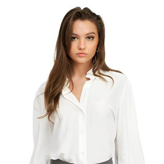 Button Up Collared Blouse With Smocking - VacationGrabs