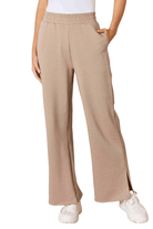 RISEN Wide Waistband Slit Wide Leg Pants - VacationGrabs