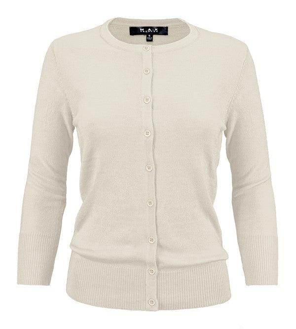 Crewneck Button Down Knit Cardigan Sweater - VacationGrabs