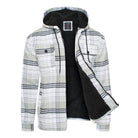 Men's Flannel Sherpa Lined Jacket with Hood - VacationGrabs