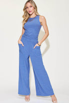 Women's Pants Basic Bae Full Size Ribbed Tank and Wide Leg Pants Set