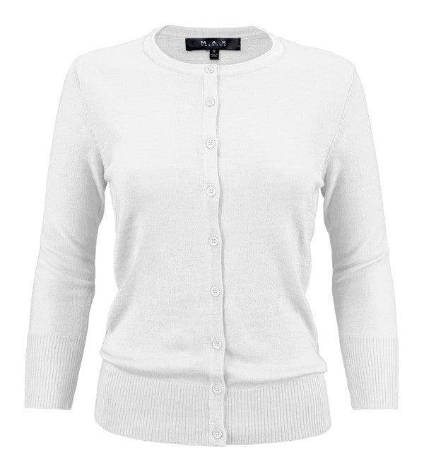 Crewneck Button Down Knit Cardigan Sweater - VacationGrabs