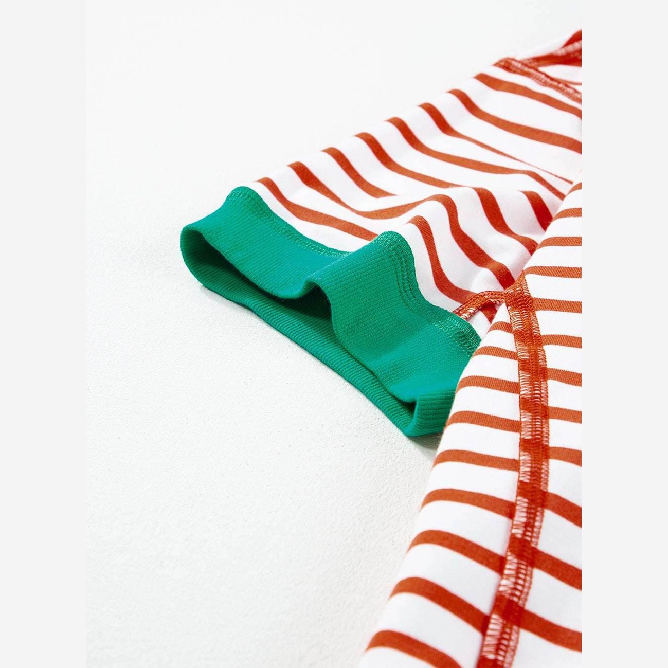 Orange Stripe Oversized Contrast Trim Exposed Seam High Low T Shirt - VacationGrabs