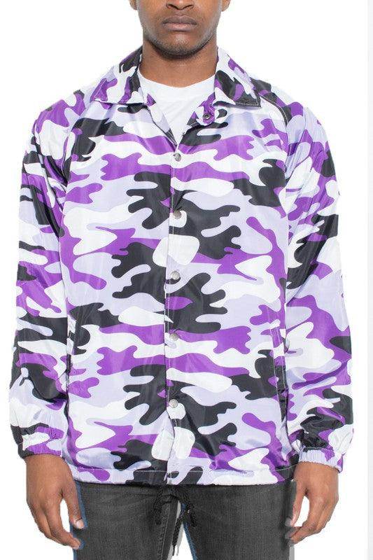 Camo Print Coachs Jacket - VacationGrabs