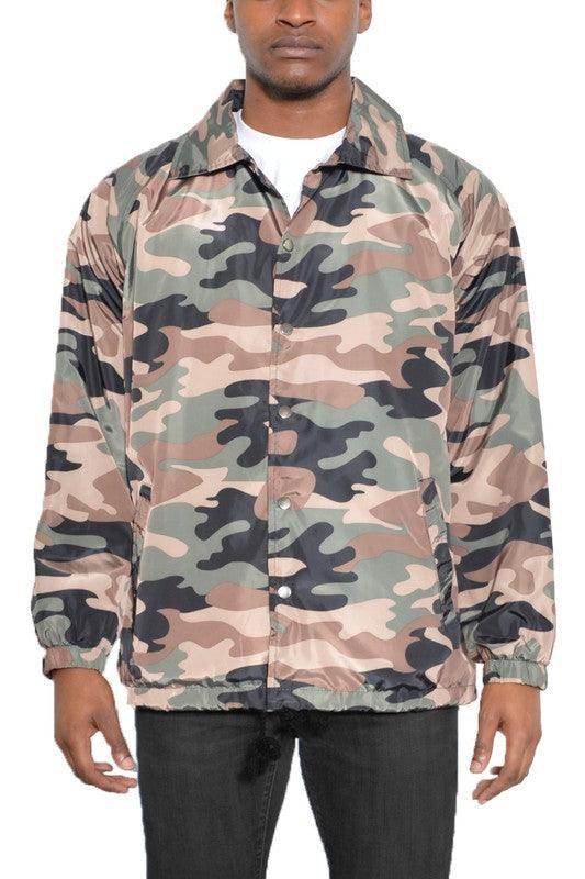 Camo Print Coachs Jacket - VacationGrabs