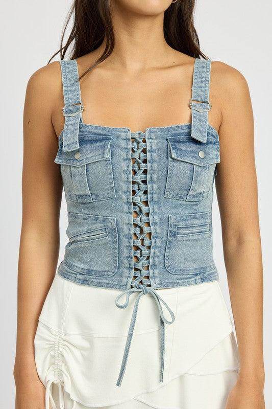 Cargo Denim Corset - VacationGrabs