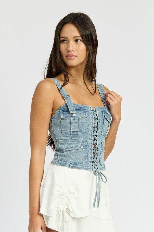 Cargo Denim Corset - VacationGrabs