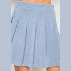 Light blue casual A-line corduroy skirt with pleated design for women by VacationGrabs