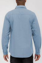 WEIV Casual Flannel Shirt for Men in Light Blue with Long Sleeves and Classic Fit